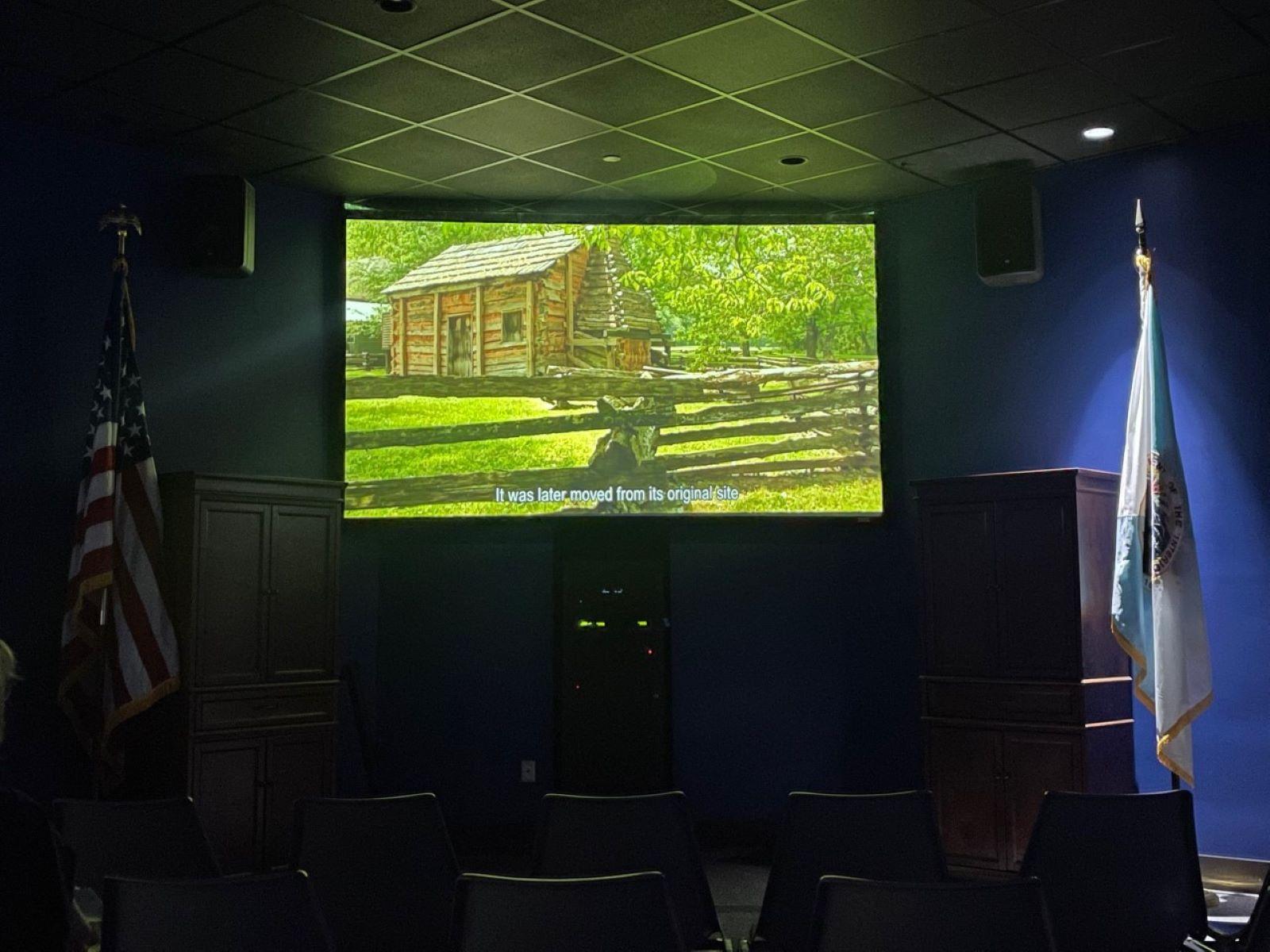 photo of tv screen - grassy field shown on screen