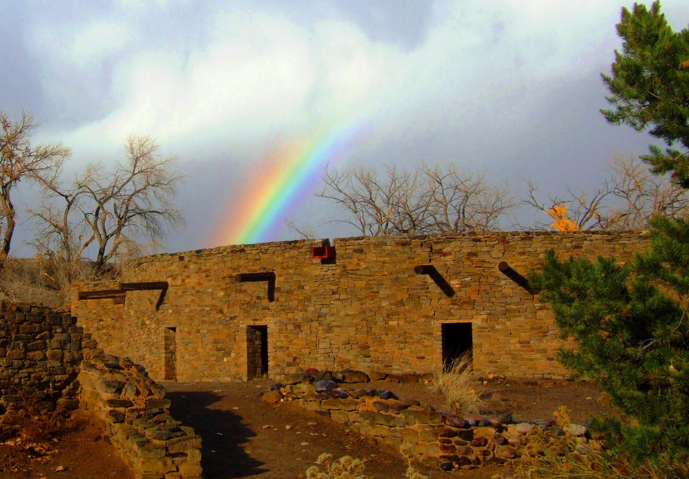 Rainbow over the reconstructed Great Kiva